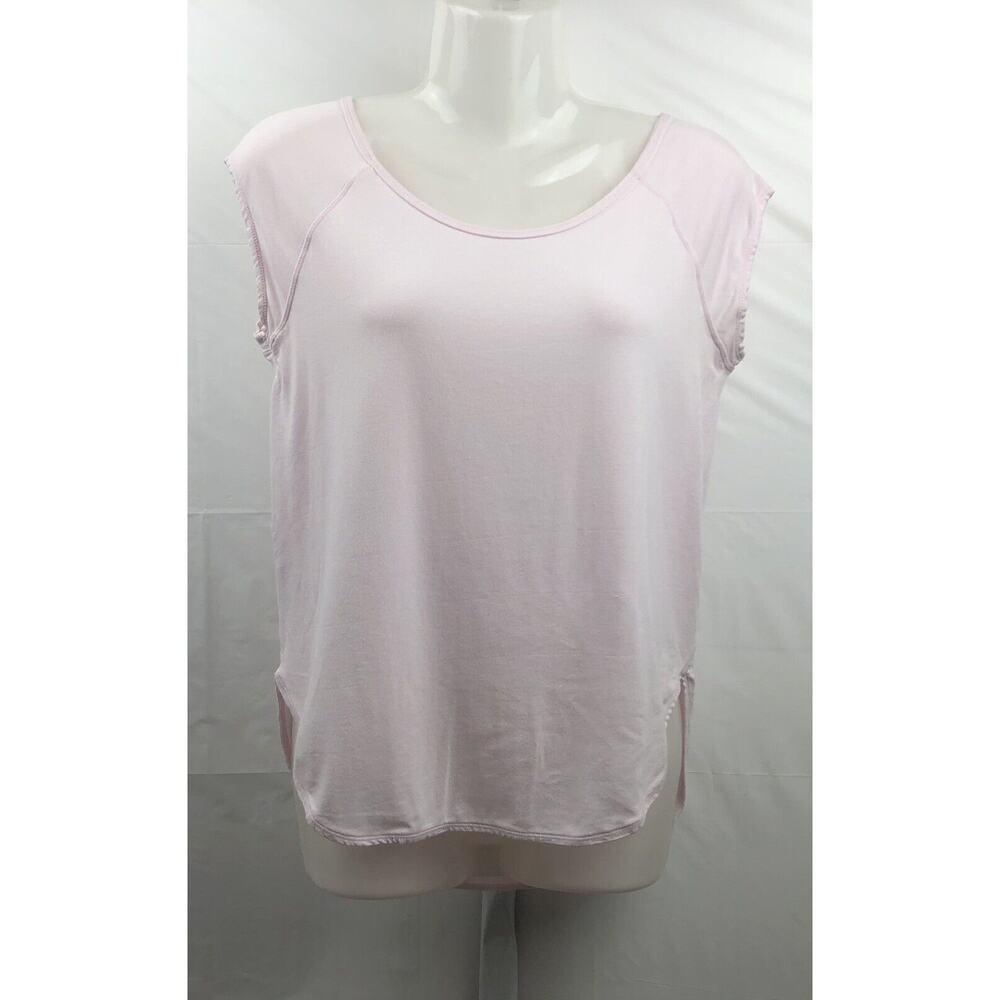 Zella Top Women XS Light Pink Cotton Stretch Cap Sleeve Round Hem Activewear Tee - Picture 11 of 11